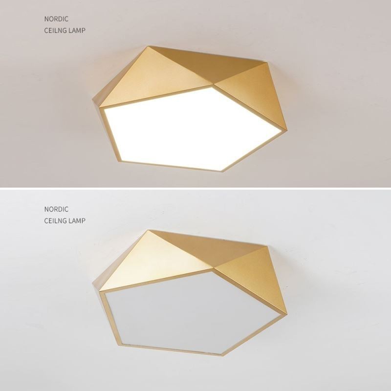 Gold Geometric Flush Mount Acrylic Ceiling Light