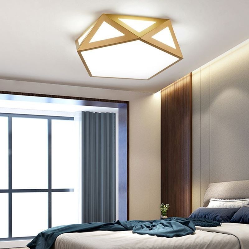 Gold Geometric Flush Mount Acrylic Ceiling Light