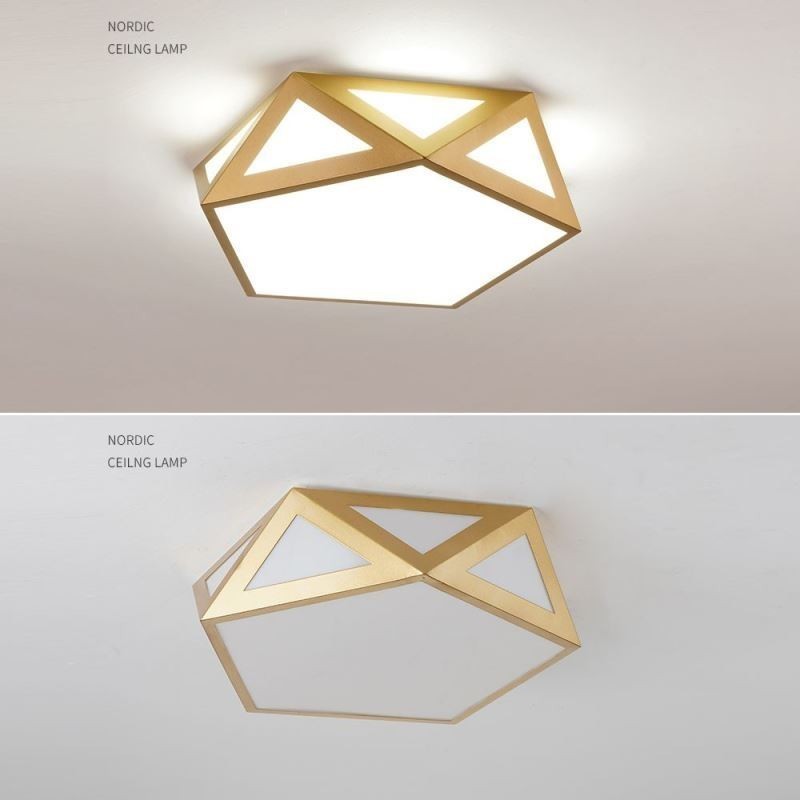 Gold Geometric Flush Mount Acrylic Ceiling Light