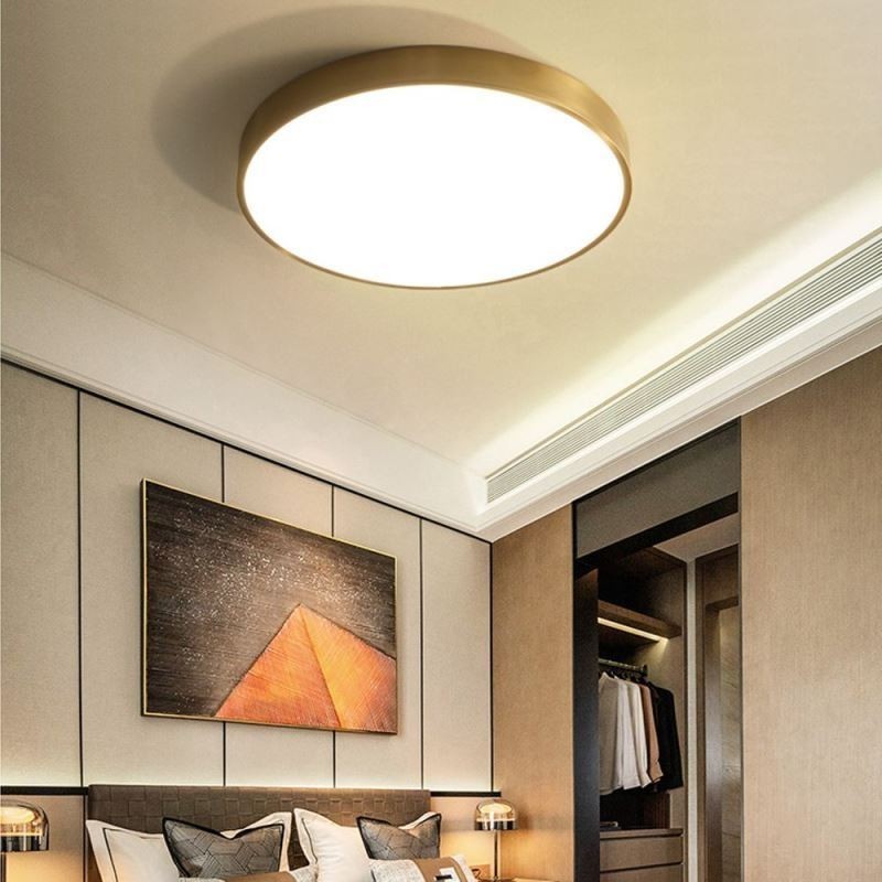 Round Flush Mount Modern Golden Acrylic Ceiling Light