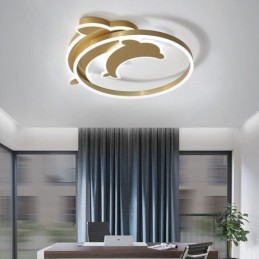Gold Dolphin Flush Mount Ceiling Light