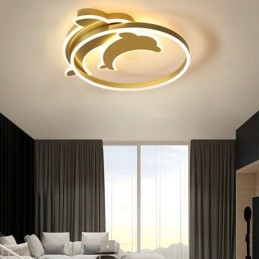 Gold Dolphin Flush Mount Ceiling Light