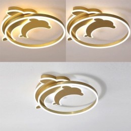 Gold Dolphin Flush Mount Ceiling Light