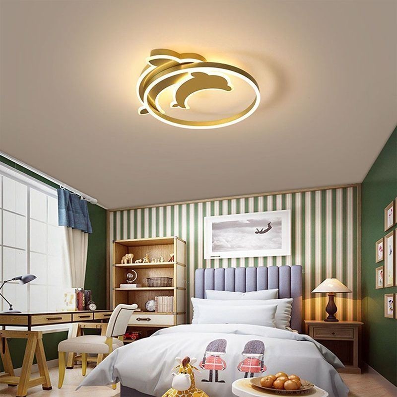 Gold Dolphin Flush Mount Ceiling Light