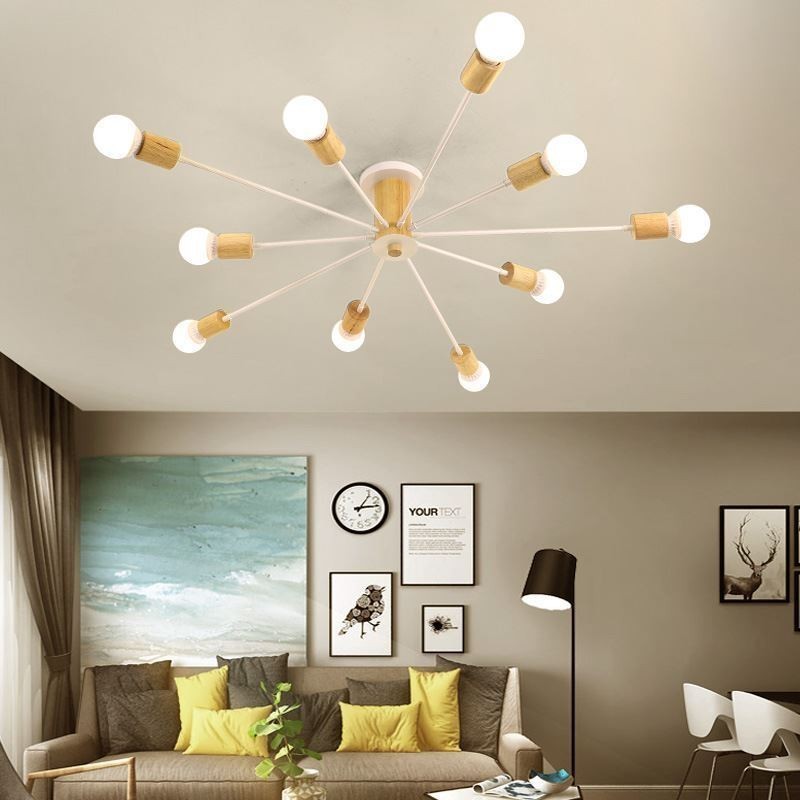 Modern Magic Beans Flush Mount Wood Branch Chandelier
