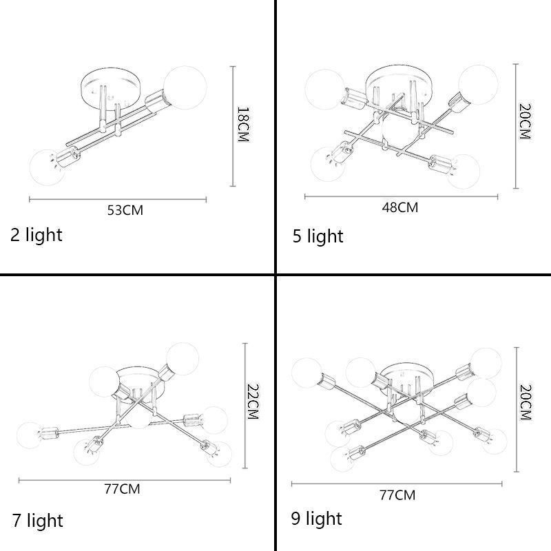 Simple Magic Beans Flush Mount Crossed Ceiling Light