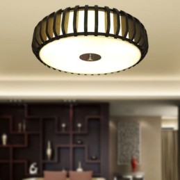 Rural Bamboo Flush Mount Pumpkin Shape Ceiling Lighting