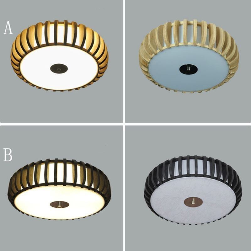 Rural Bamboo Flush Mount Pumpkin Shape Ceiling Lighting