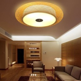 Modern Bamboo Flush Mount Chinese Woven Ceiling Lighting