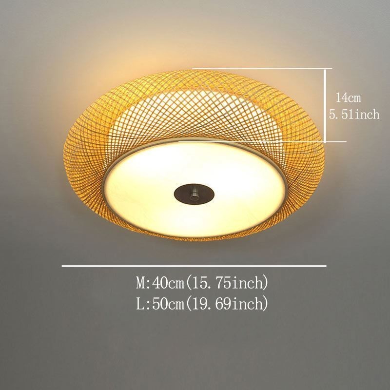 Modern Bamboo Flush Mount Chinese Woven Ceiling Lighting