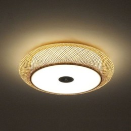 Modern Bamboo Flush Mount Chinese Woven Ceiling Lighting