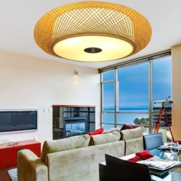 Modern Bamboo Flush Mount Chinese Woven Ceiling Lighting