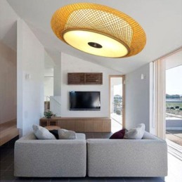 Modern Bamboo Flush Mount Chinese Woven Ceiling Lighting