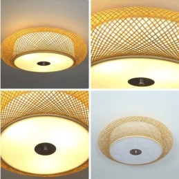 Modern Bamboo Flush Mount Chinese Woven Ceiling Lighting