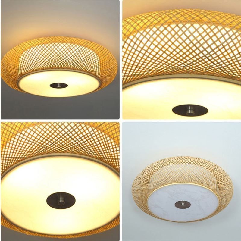 Modern Bamboo Flush Mount Chinese Woven Ceiling Lighting