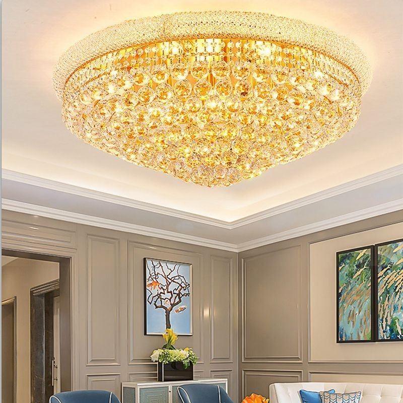 European Flush Mount Light Luxury Crystal Ceiling Light