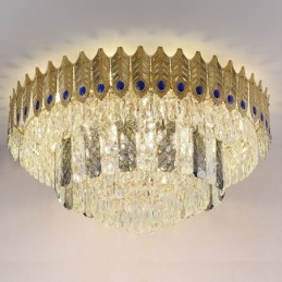 Crystal Flush Mount Round Electroplated Phoenix Tail Gold Luxury Decrative Ceiling Light