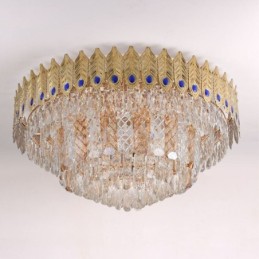 Crystal Flush Mount Round Electroplated Phoenix Tail Gold Luxury Decrative Ceiling Light