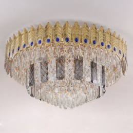 Crystal Flush Mount Round Electroplated Phoenix Tail Gold Luxury Decrative Ceiling Light