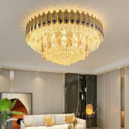 Crystal Flush Mount Round Electroplated Phoenix Tail Gold Luxury Decrative Ceiling Light