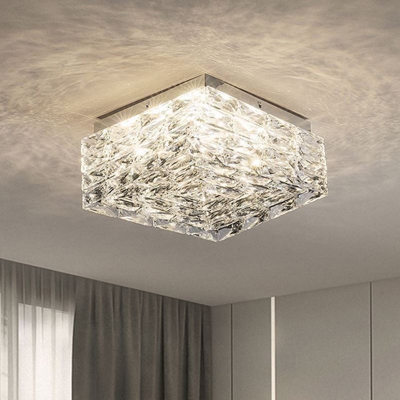 Crystal Ceiling Light Flush Mount Three Color Dimmable