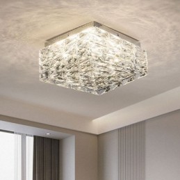 Crystal Ceiling Light Flush Mount Three Color Dimmable
