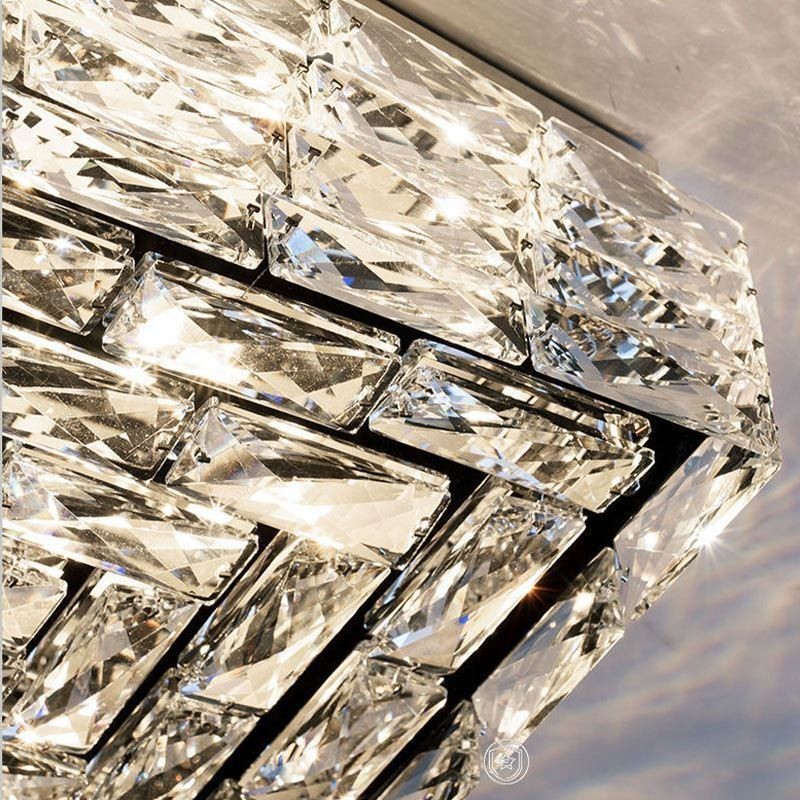Crystal Ceiling Light Flush Mount Three Color Dimmable