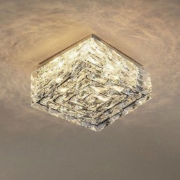 Crystal Ceiling Light Flush Mount Three Color Dimmable