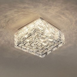 Crystal Ceiling Light Flush Mount Three Color Dimmable