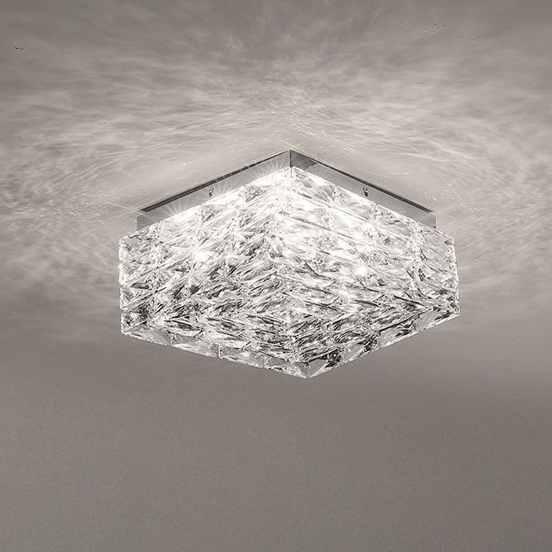 Crystal Ceiling Light Flush Mount Three Color Dimmable