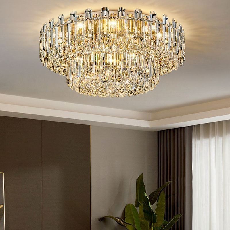 Luxury Crystal Flush Mount Round Crystal Decoration Ceiling Light