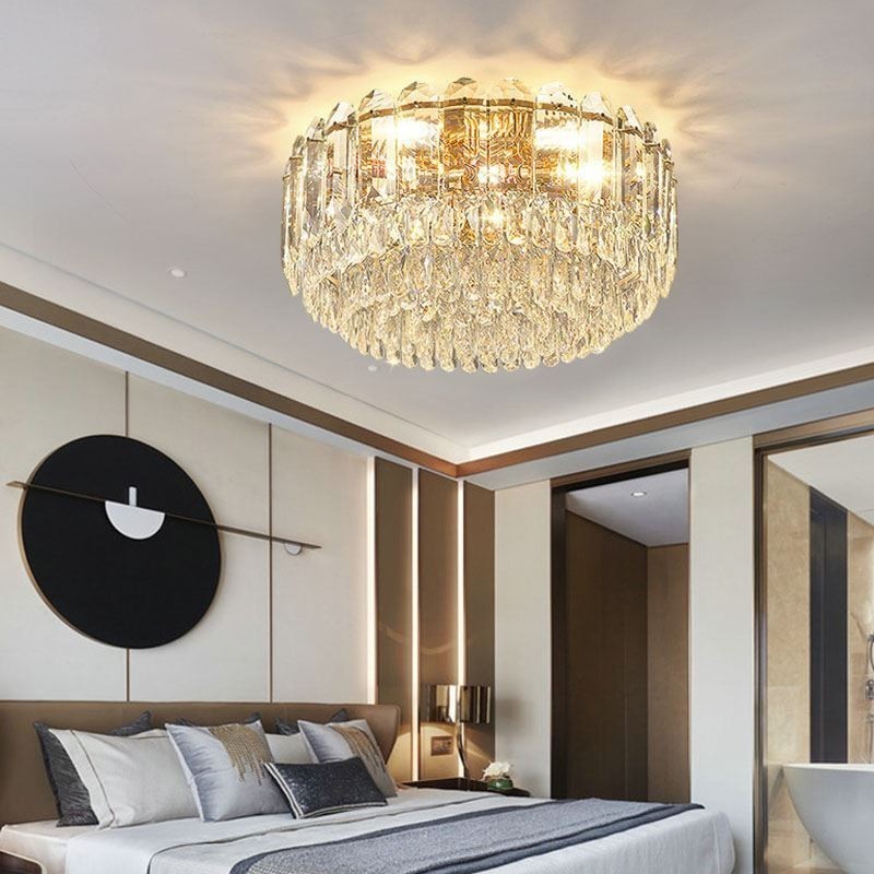 Crystal Flush Mount Round Crystal Decoration Ceiling Lighting Fixtures