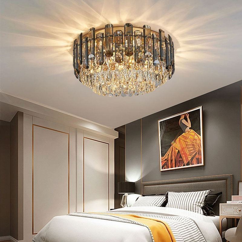 Crystal Ceiling Light Simple Modern Round Flush Mount Decorative Light