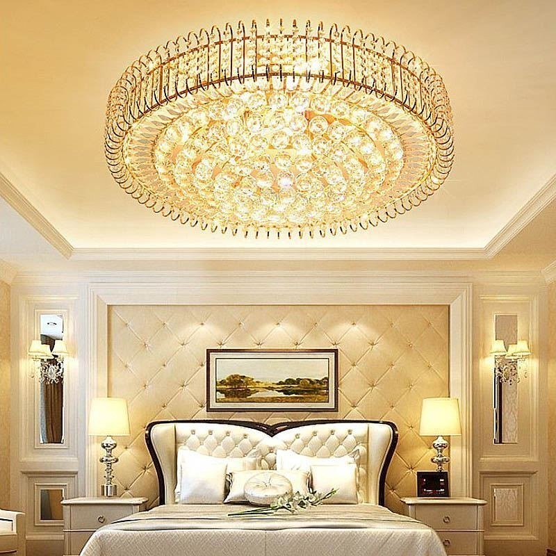 European Style Flush Mount Round Crystal Ceiling Light