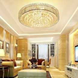 European Style Flush Mount Round Crystal Ceiling Light