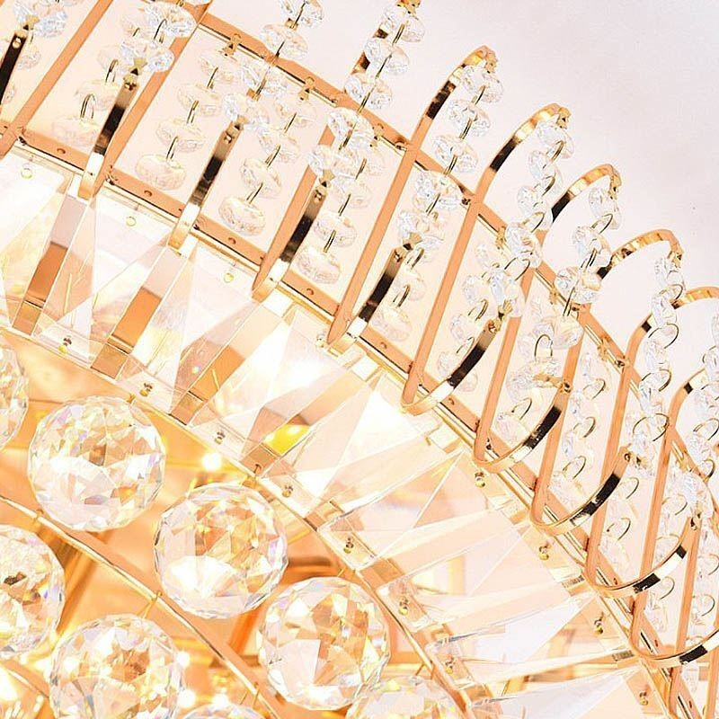 European Style Flush Mount Round Crystal Ceiling Light