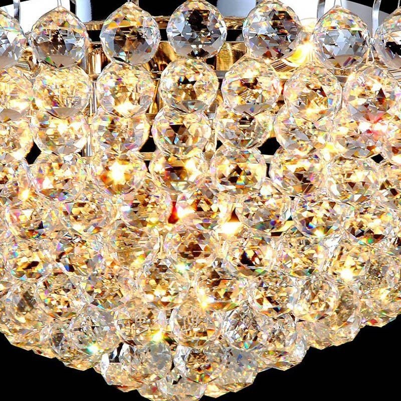European Style Crystal Flush Mount Round Shape Ceiling Light