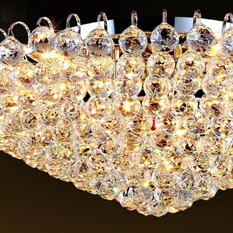 European Style Crystal Flush Mount Round Shape Ceiling Light