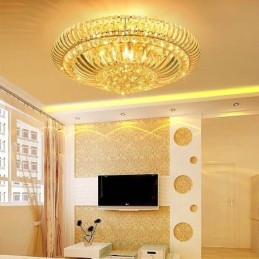 Modern Simple Flush Mounted Crystal Round Lighting