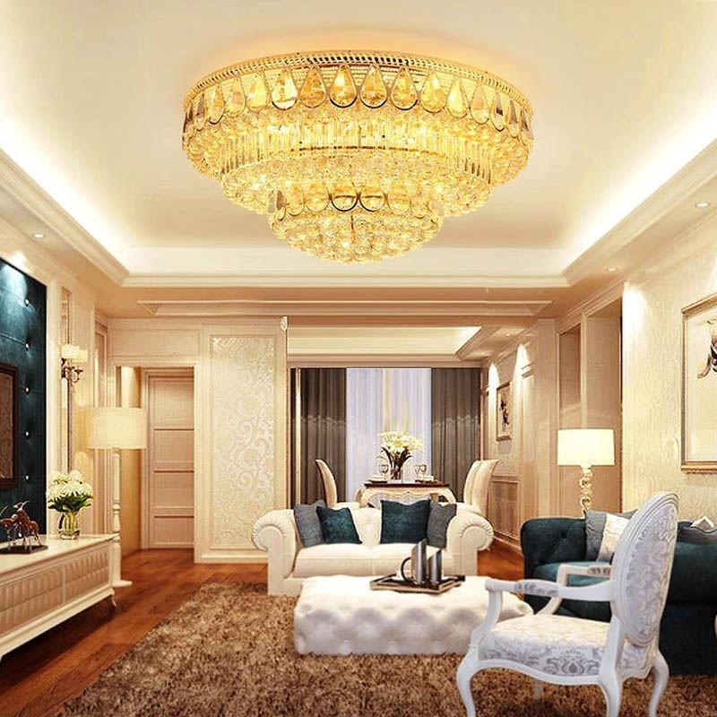 Luxury Flush Mount Crystal Ceiling Light Round Light