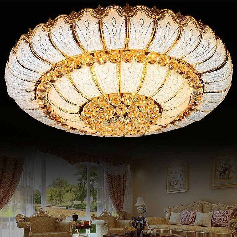 Contemporary Simple Flush Mount Crystal Ceiling Light Round