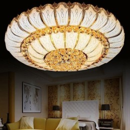 Contemporary Simple Flush Mount Crystal Ceiling Light Round