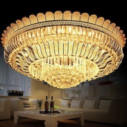 Luxury Crystal Ceiling Light Gold Flush Mount Round Lighting