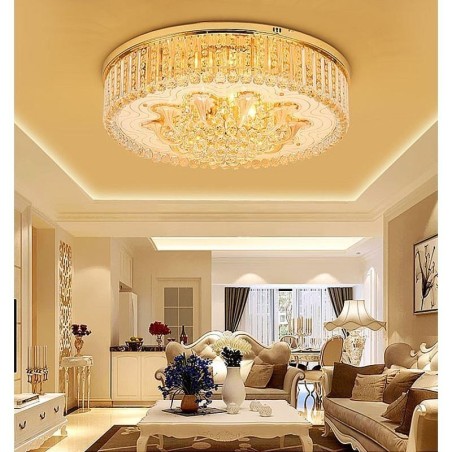 Graceful Flush Mounted Light Gold Crystal Ceiling Light