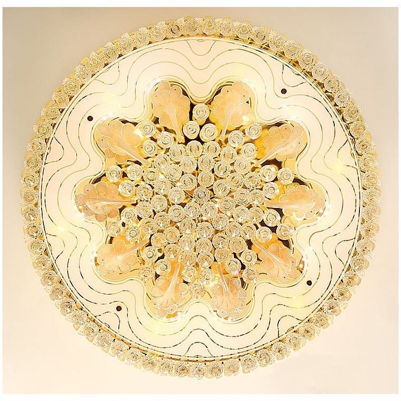 Graceful Flush Mounted Light Gold Crystal Ceiling Light