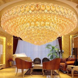 Luxury Crystal Ceiling Light European Round Flush Mounted Lighting