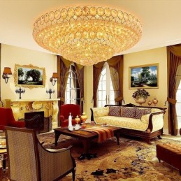 Luxury Crystal Ceiling Light European Round Flush Mounted Lighting