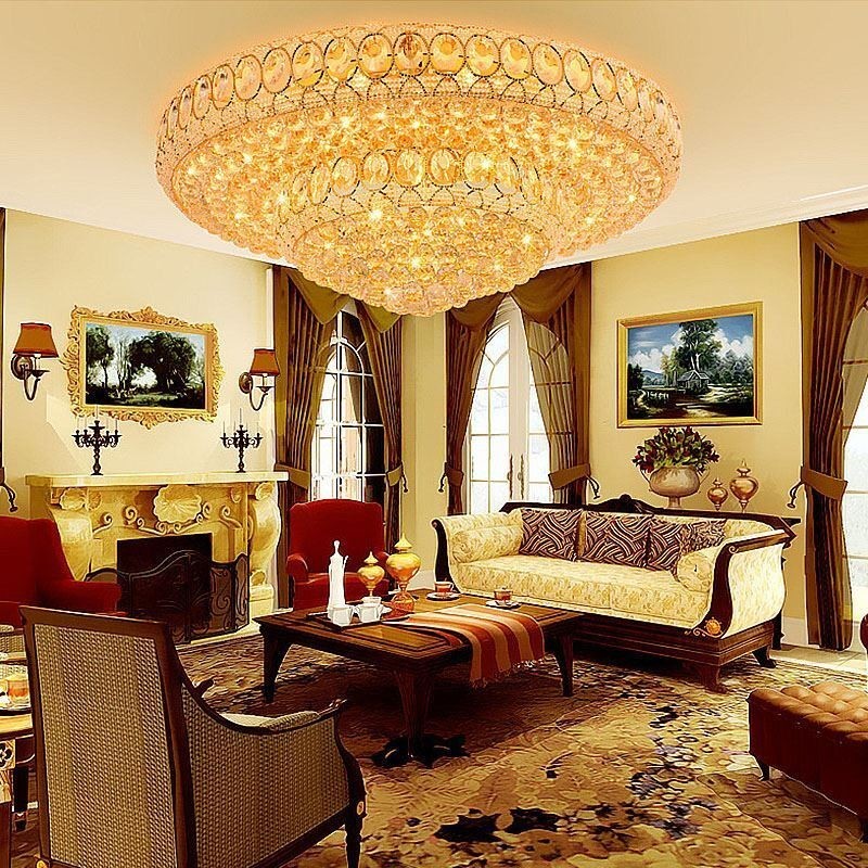 Luxury Crystal Ceiling Light European Round Flush Mounted Lighting