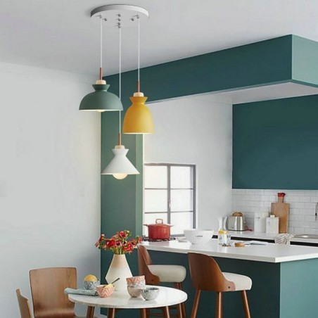 Macaron Pendant Light Nordic Simple Iron Arti Three Lights Fixture