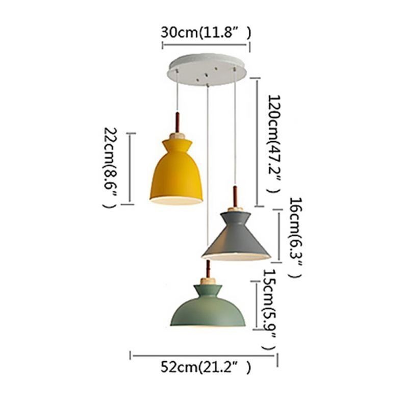 Macaron Pendant Light Nordic Simple Iron Arti Three Lights Fixture